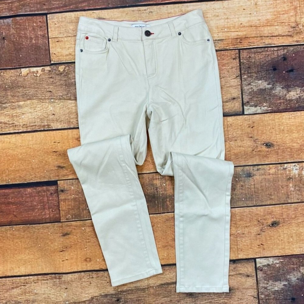Peace Love World Peached Sateen Slim Jeans Size 4 Womens Straight A288575 Ivory